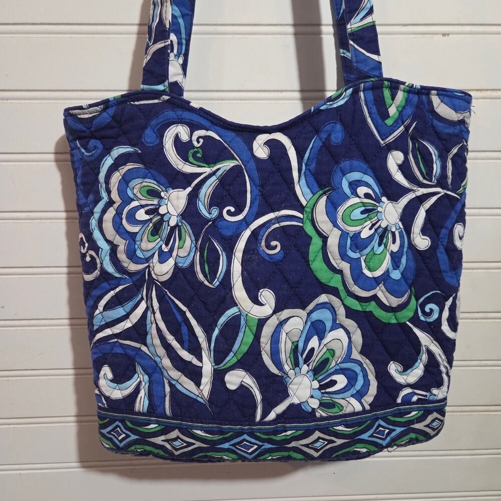 Vera Bradley "Mediterranean Blue" Retired Quilted Cotton Maggie Handbag Purse